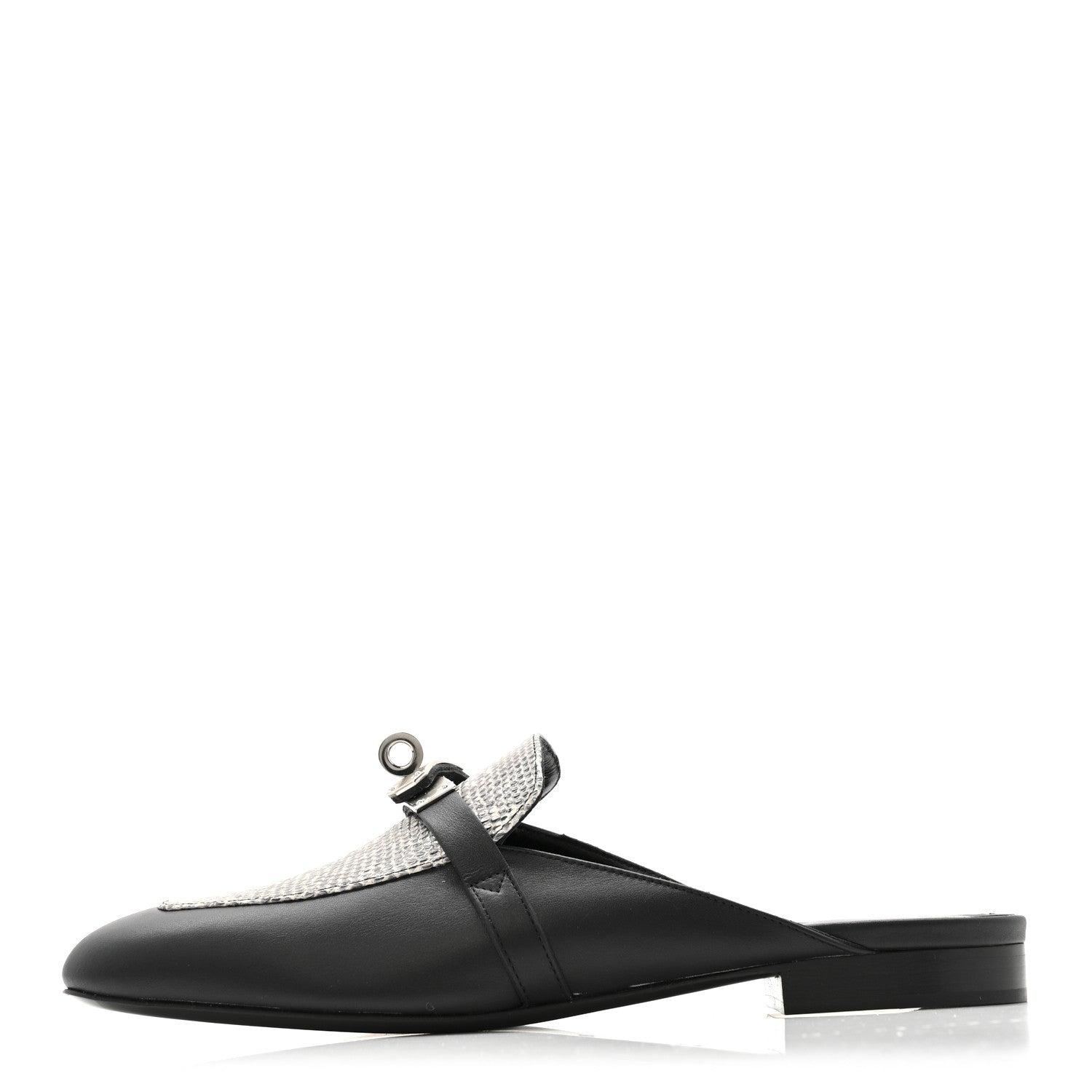 Hermes Lizard Calfskin Oz Mules 37 Ombre Black 1 of 10
