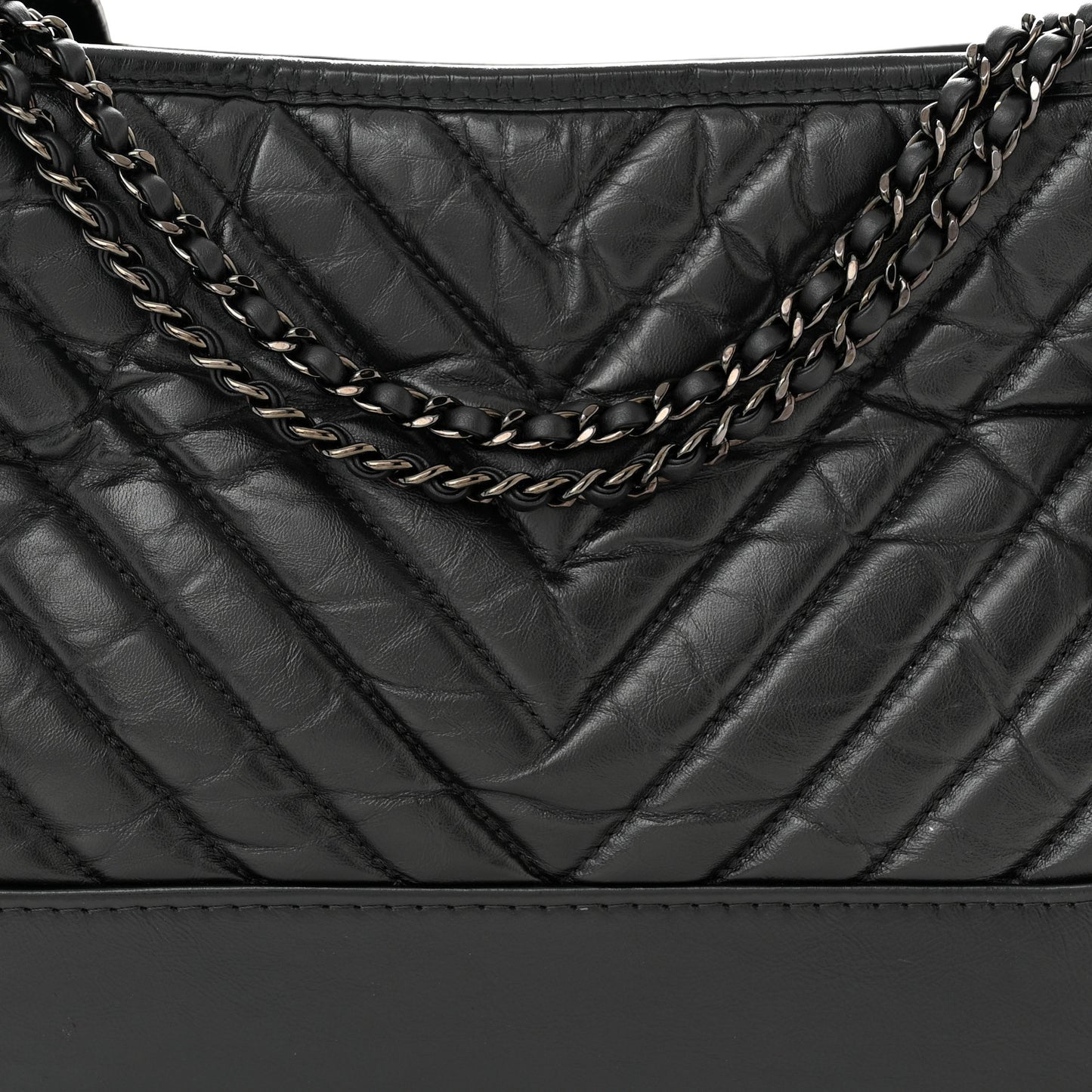 Aged Calfskin Chevron Quilted Medium Gabrielle Hobo So Black