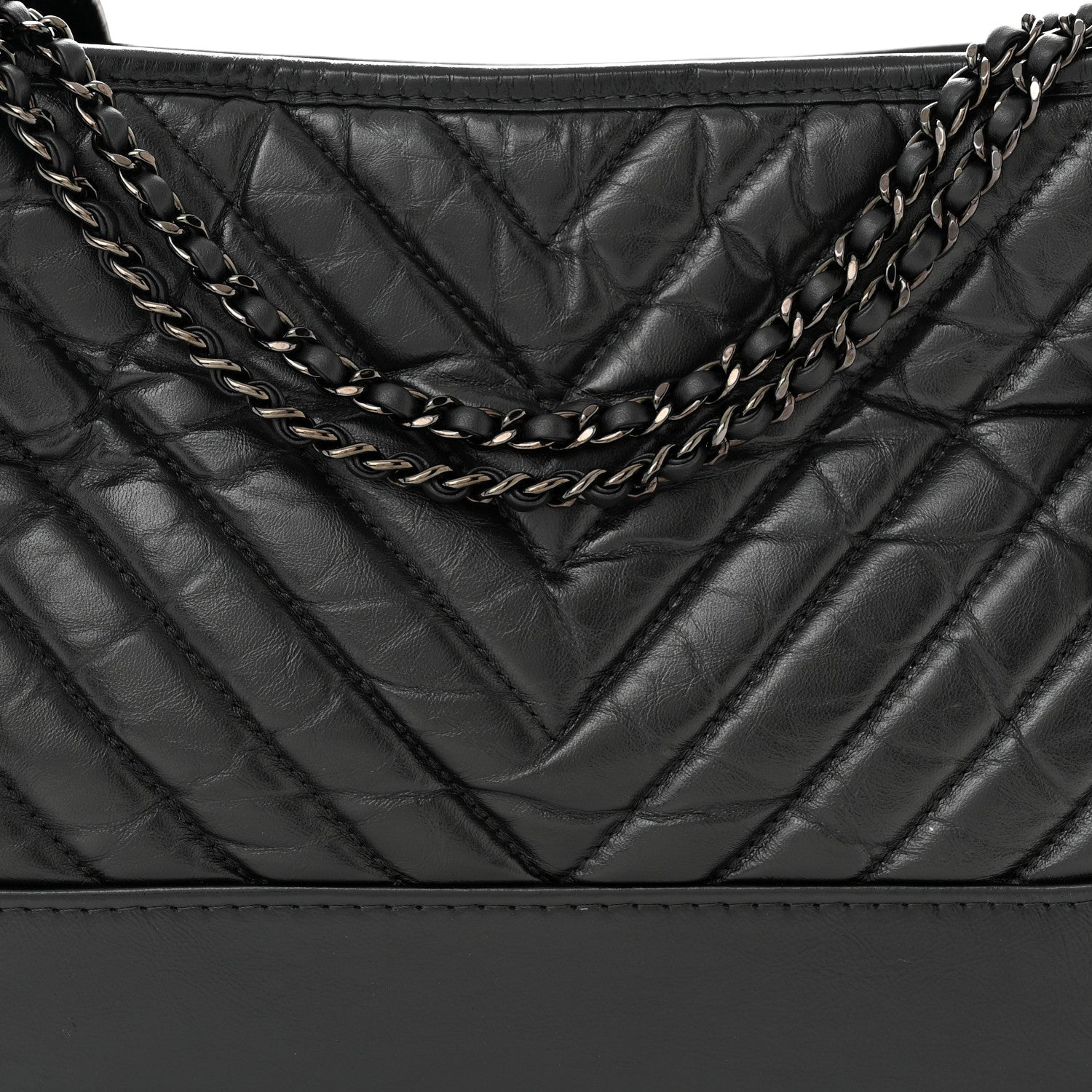 Chanel Aged Calfskin Chevron Quilted Medium Gabrielle Hobo So Black 8 of 12