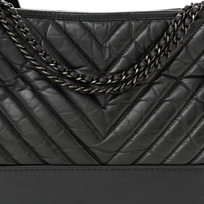 Chanel Aged Calfskin Chevron Quilted Medium Gabrielle Hobo So Black 8 of 12