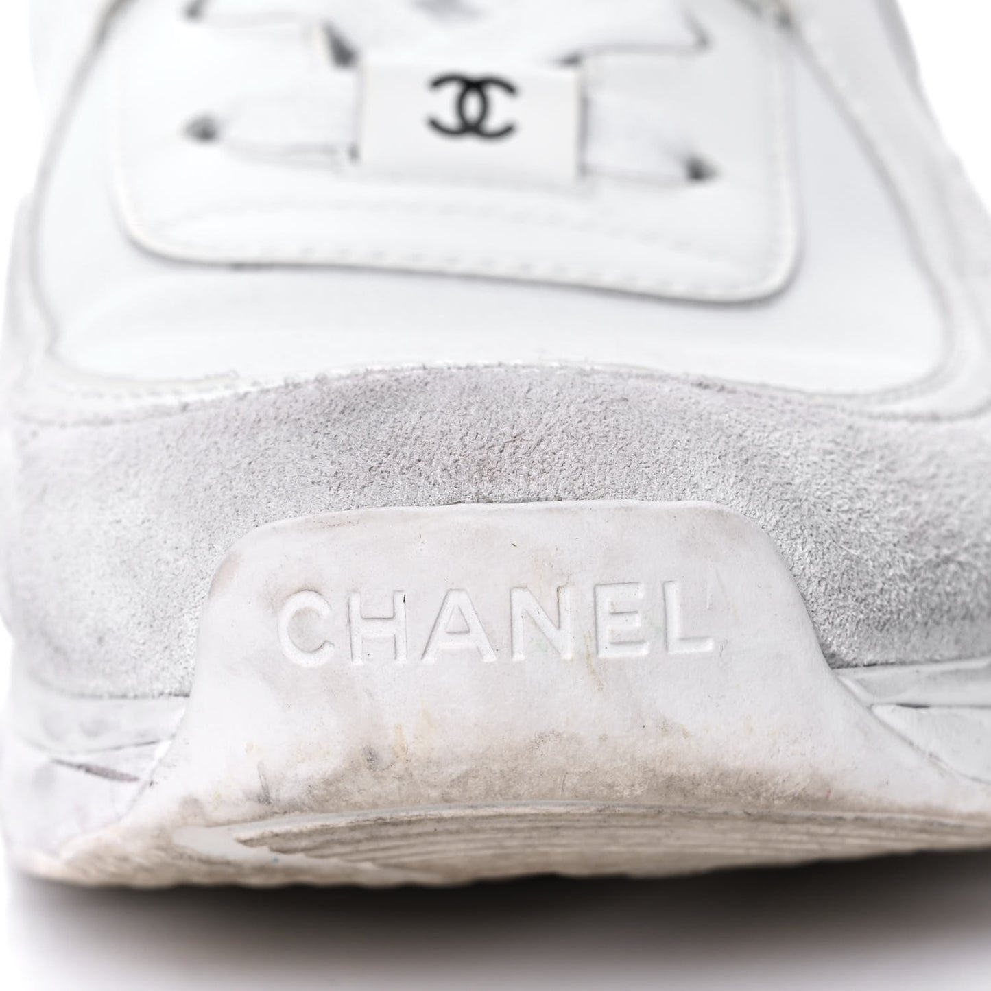 Suede Calfskin Fabric CC Sneakers 40.5 White