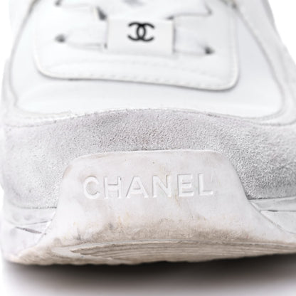 Chanel Suede Calfskin Fabric CC Sneakers 40.5 White 10 of 10