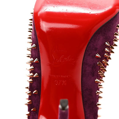 Christian Louboutin Veau Velours Studded Escarpic 100 Pumps 37.5 Purple 6 of 8