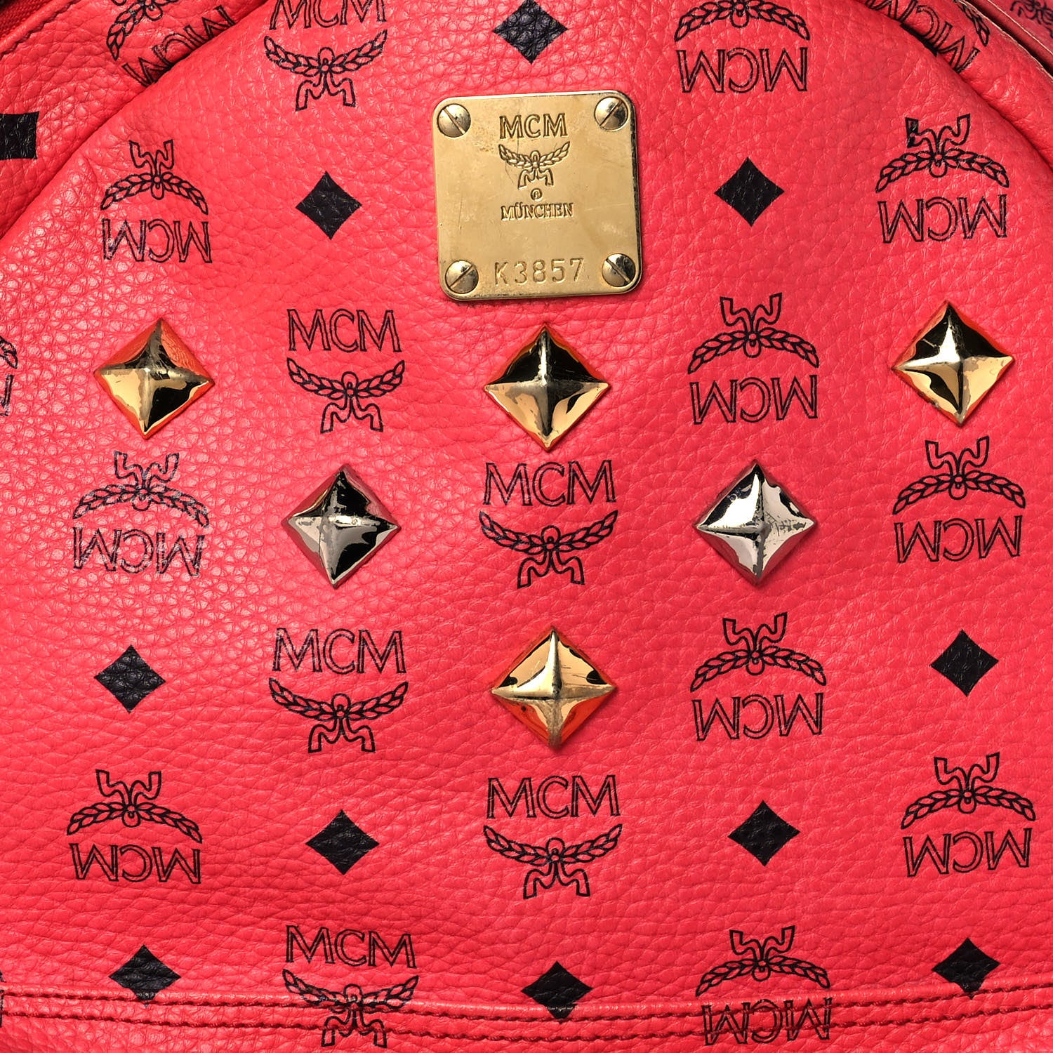 MCM Visetos Medium Sprinkle Stud Stark Backpack Red 7 of 23