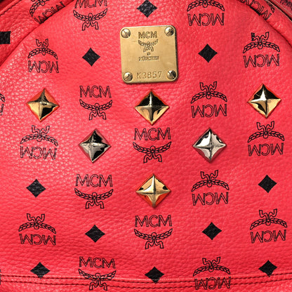 MCM Visetos Medium Sprinkle Stud Stark Backpack Red 7 of 23