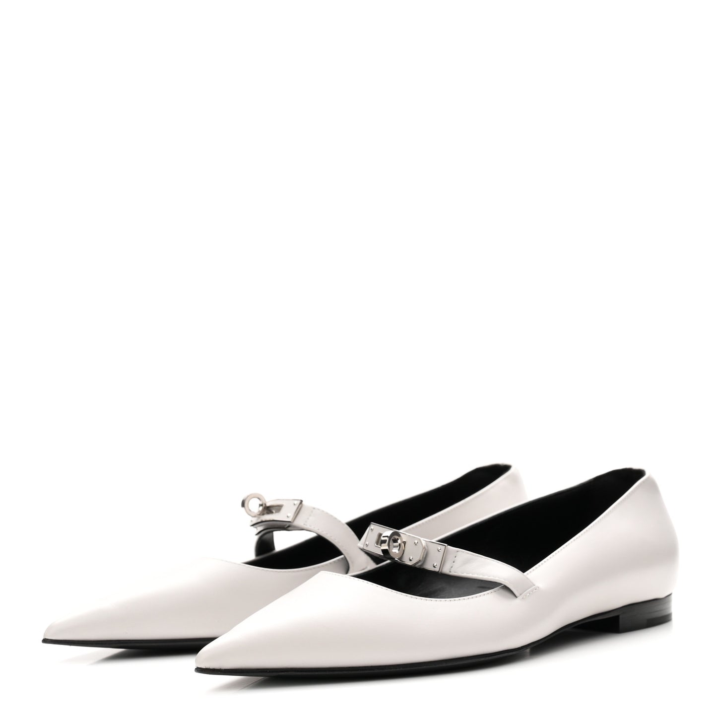 Calfskin Kelly Ballet Flat 38 Gris Clair