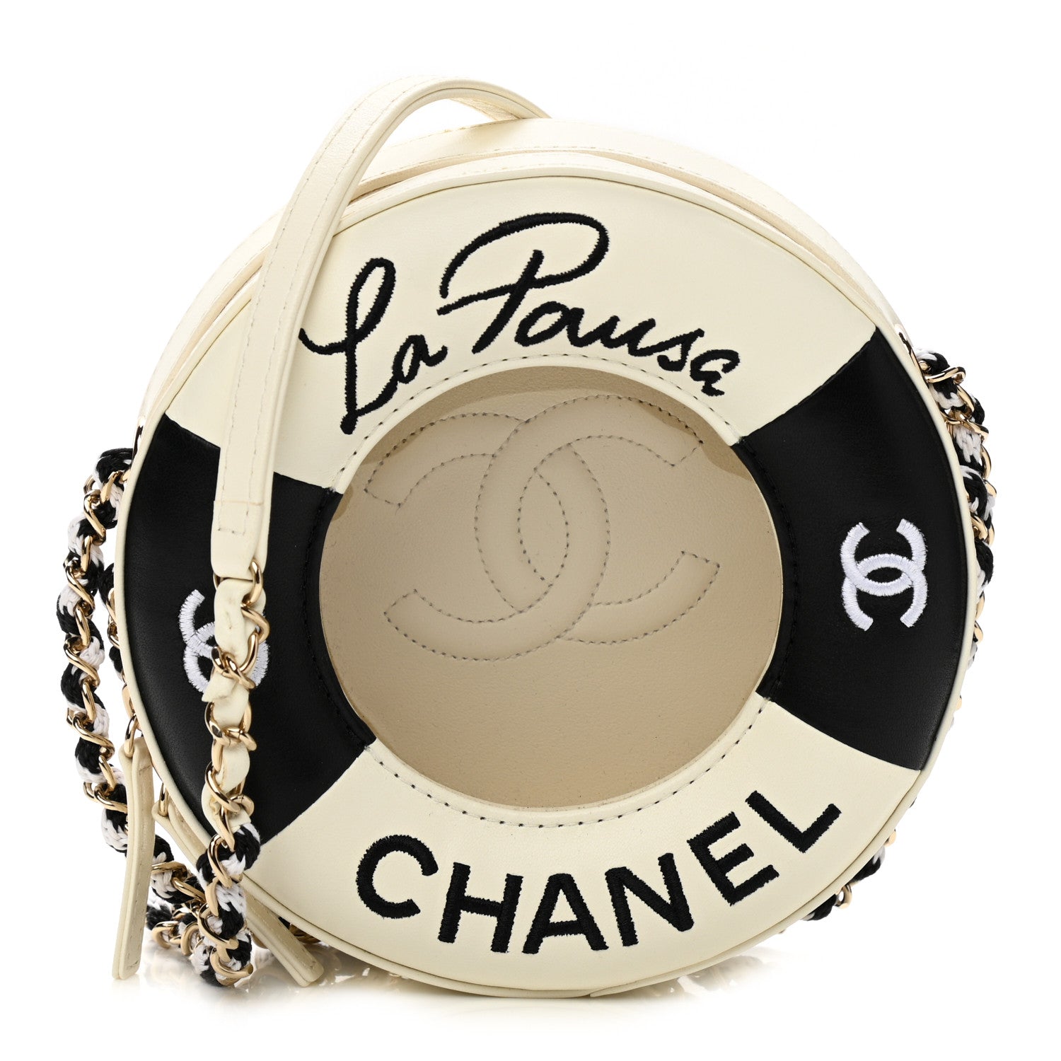 Chanel Lambskin Coco Lifesaver Round Bag Black White 1 of 11