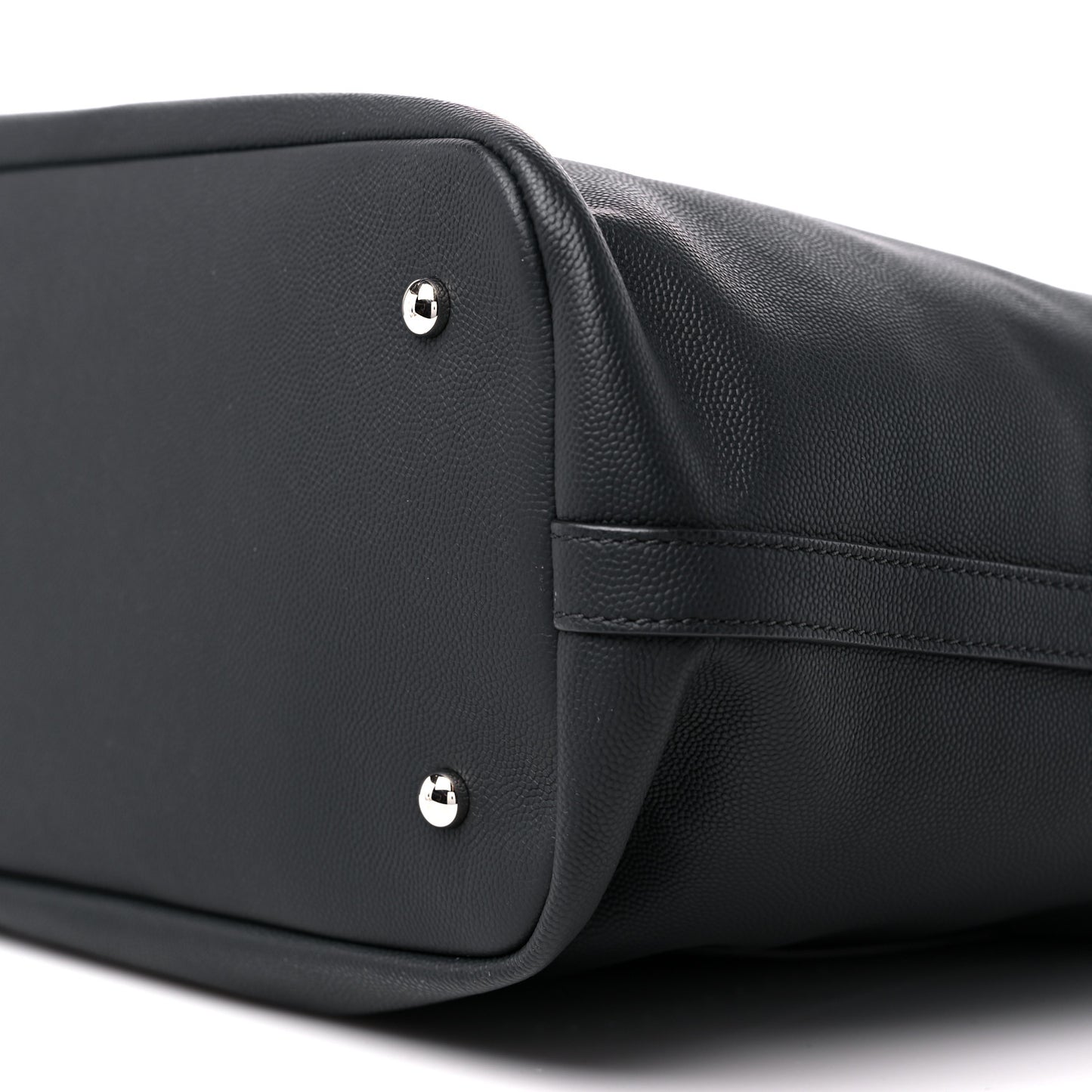 Grained Calfskin Large Coco Eyelets Shopping Tote Black