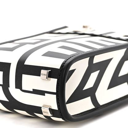 Fendi X MARC JACOBS Vitello King Plexiglass Logo Print Mini Fendi Sunshine Shopper Tote Black White 9 of 10