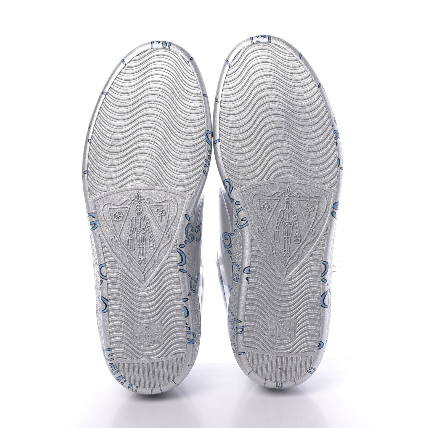 Miro Rubber Wax GucciGhost Print Mens New Ace Sneakers 7.5 Silver