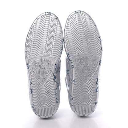 Gucci Miro Rubber Wax GucciGhost Print Mens New Ace Sneakers 7.5 Silver 6 of 9