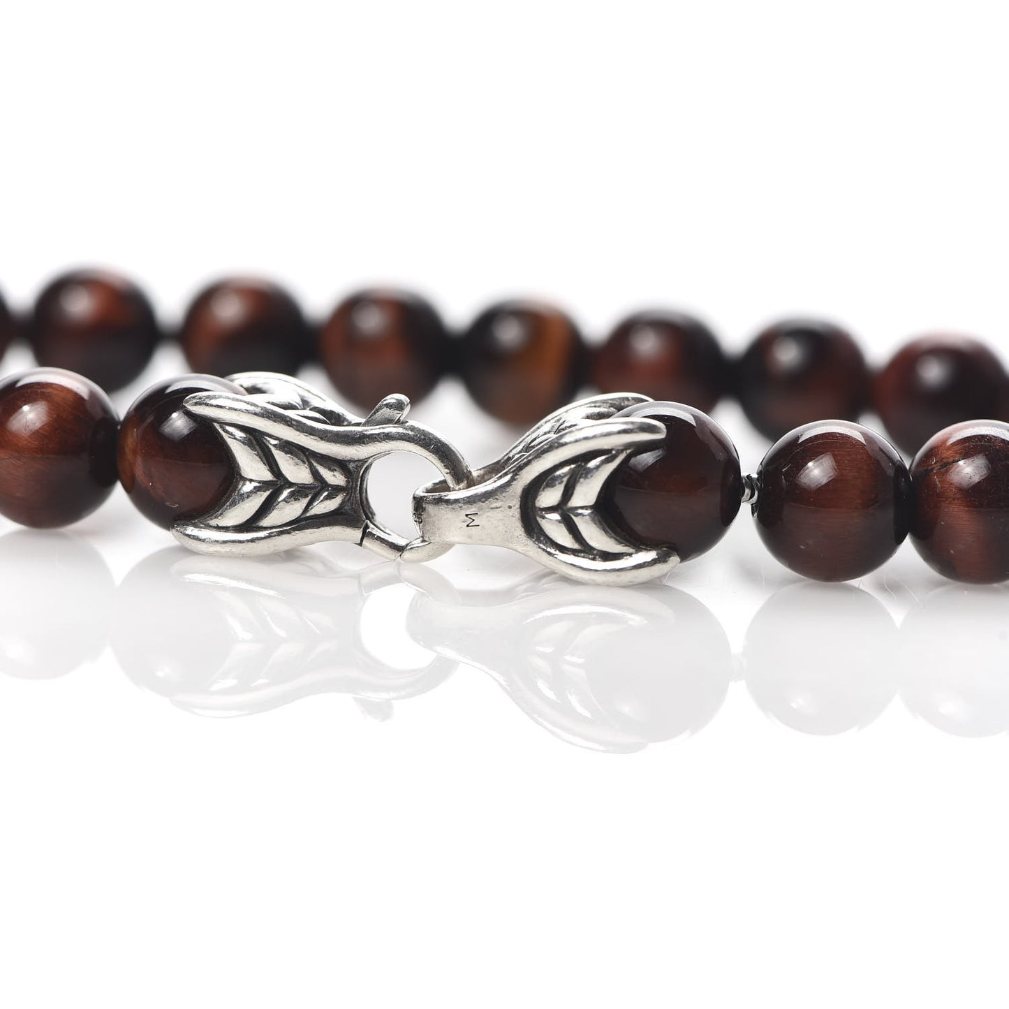 Sterling Silver Red Tiger Eye 8mm Spiritual Beads Bracelet