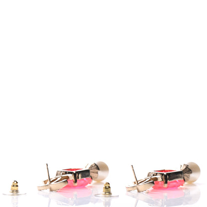 Chanel Metal Crystal Pearl CC Earrings Gold Pink 3 of 5