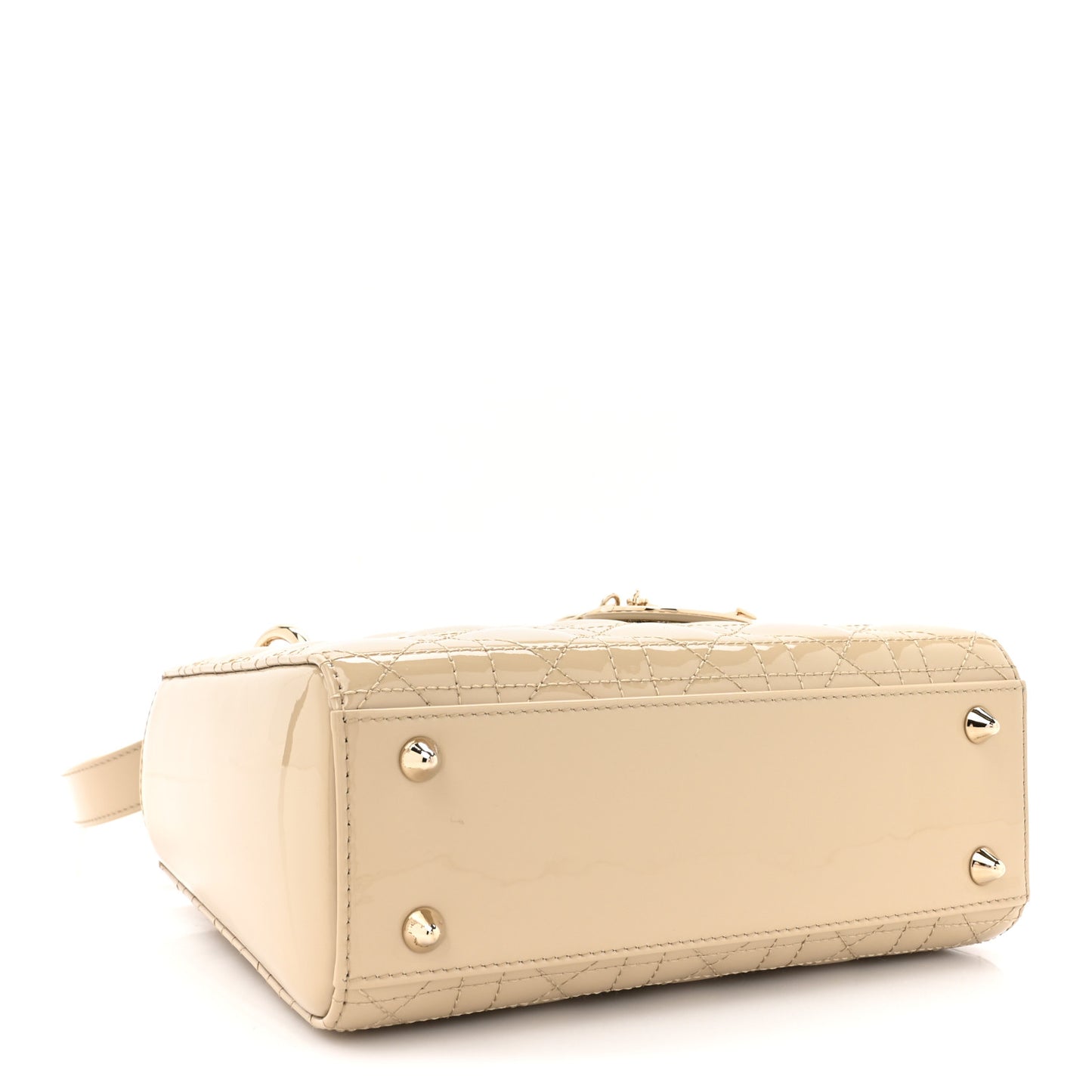 Patent Cannage Small Lady Dior Beige