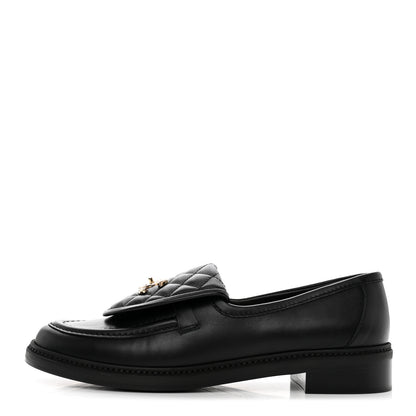 Chanel Lambskin Quilted CC Turnlock Loafers 42 Black 1 of 10