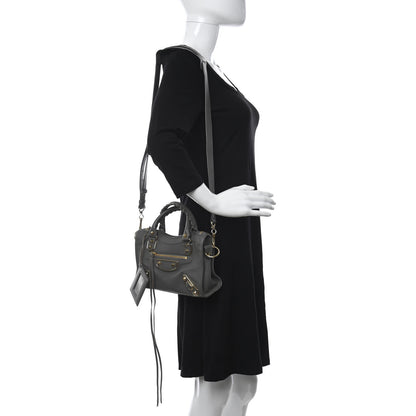 Balenciaga Chevre Gold Metallic Edge Hardware Mini City Gris Taupe 2 of 9