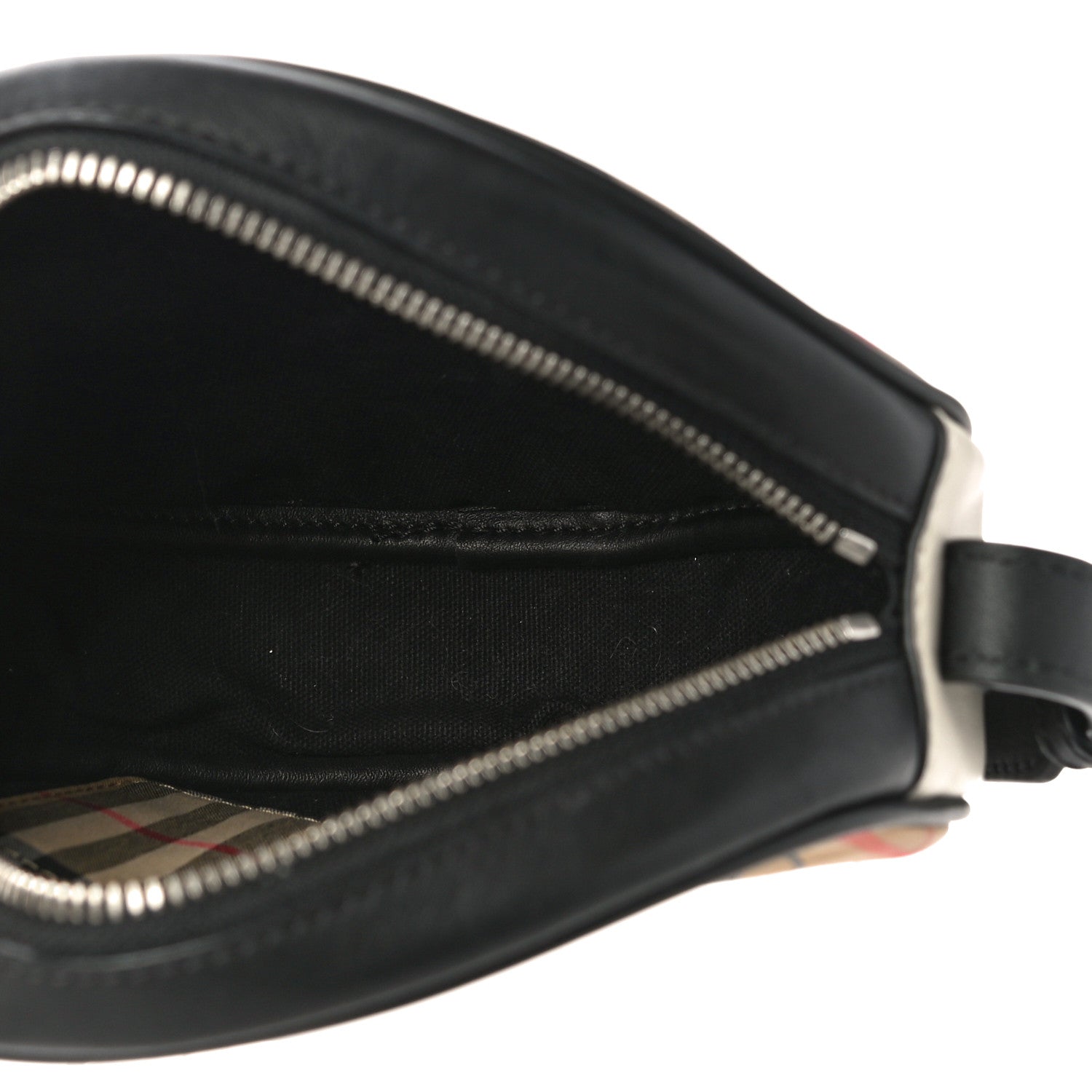 Burberry Vintage Check Calfskin Cartoon Print Round Bag Black White 5 of 9