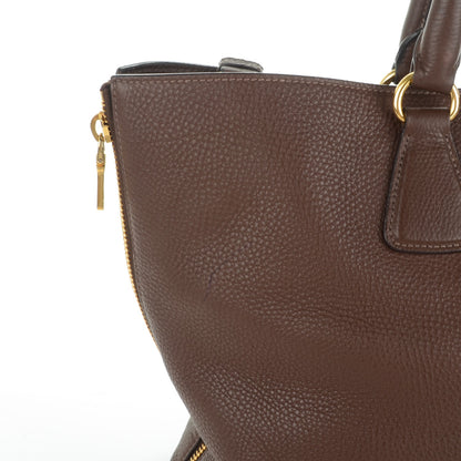 Prada Vitello Daino Side Zip Tote Bruciato 6 of 9