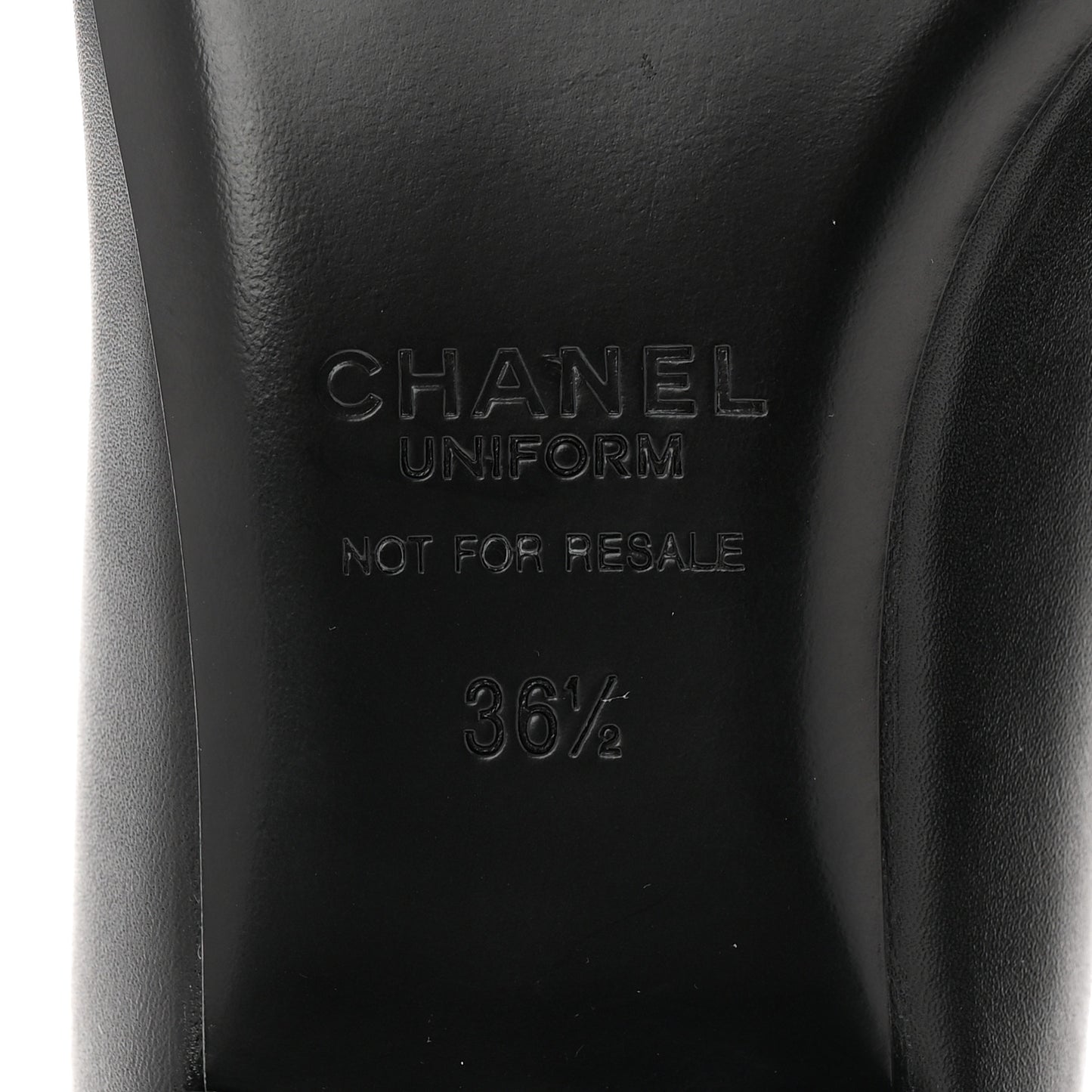 Lambskin Cap Toe CC Uniform Ballerina Flats 36.5 Black