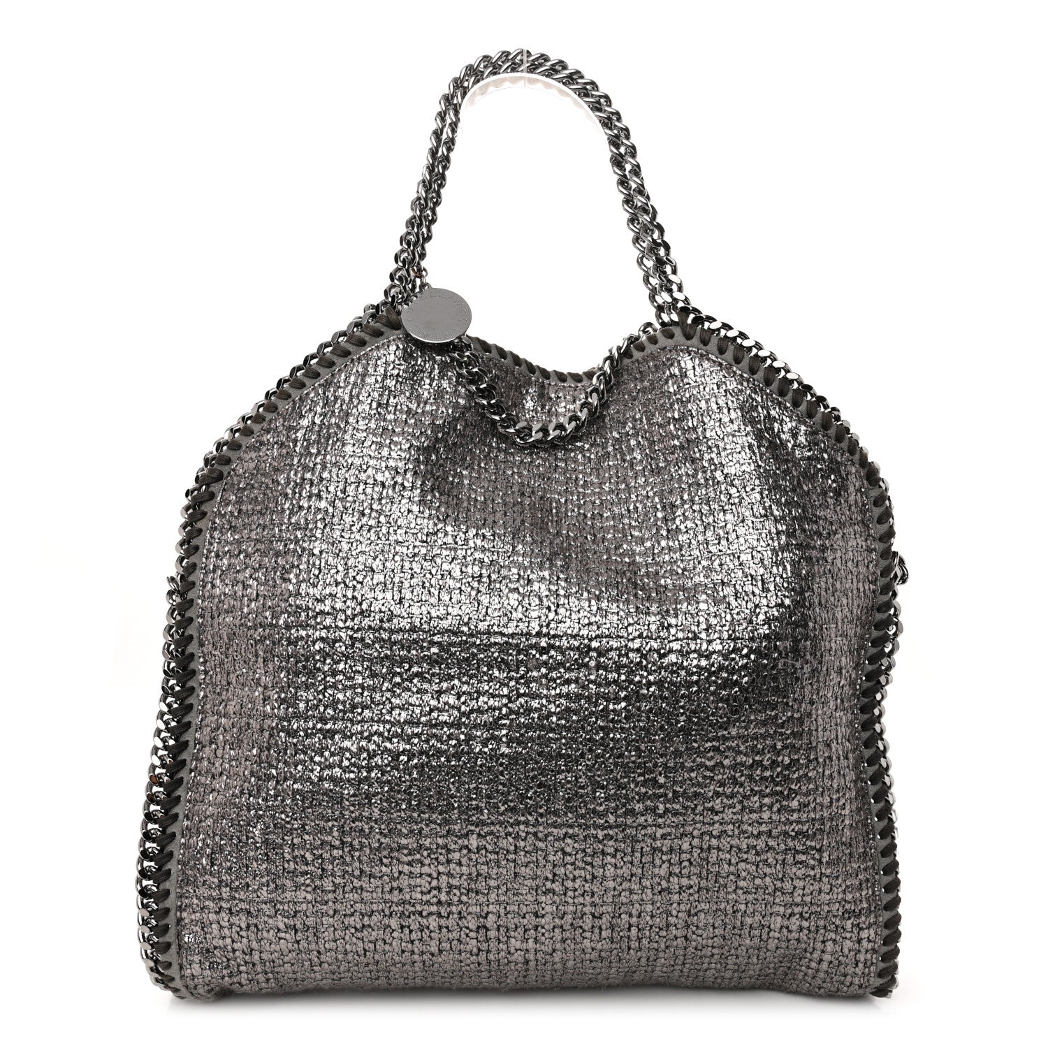 Stella McCartney Metallic Woven Boucle Falabella Fold Over Tote Dark Grey 1 of 9