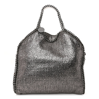 Stella McCartney Metallic Woven Boucle Falabella Fold Over Tote Dark Grey 1 of 9