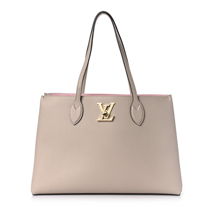 Louis Vuitton Grained Calfskin Lockme Shopper Greige 1 of 8