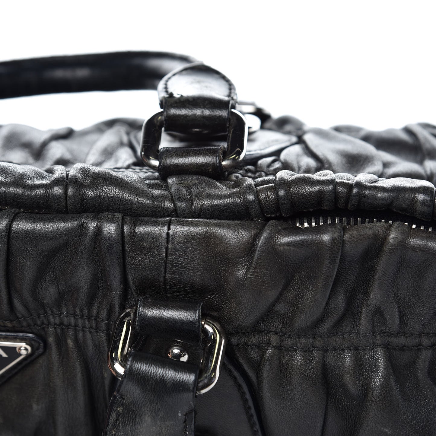 Nappa Gaufre Shopping Satchel Black