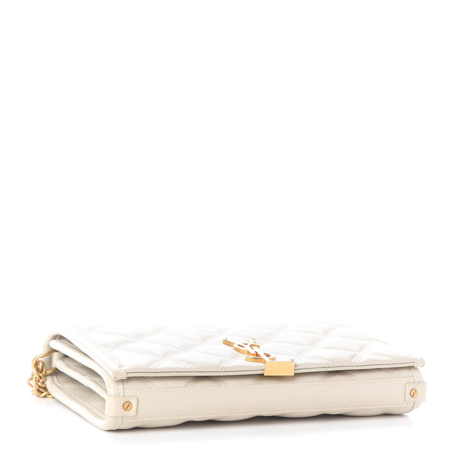 Lambskin Diamond Quilted Becky Chain Wallet Blanc Vintage