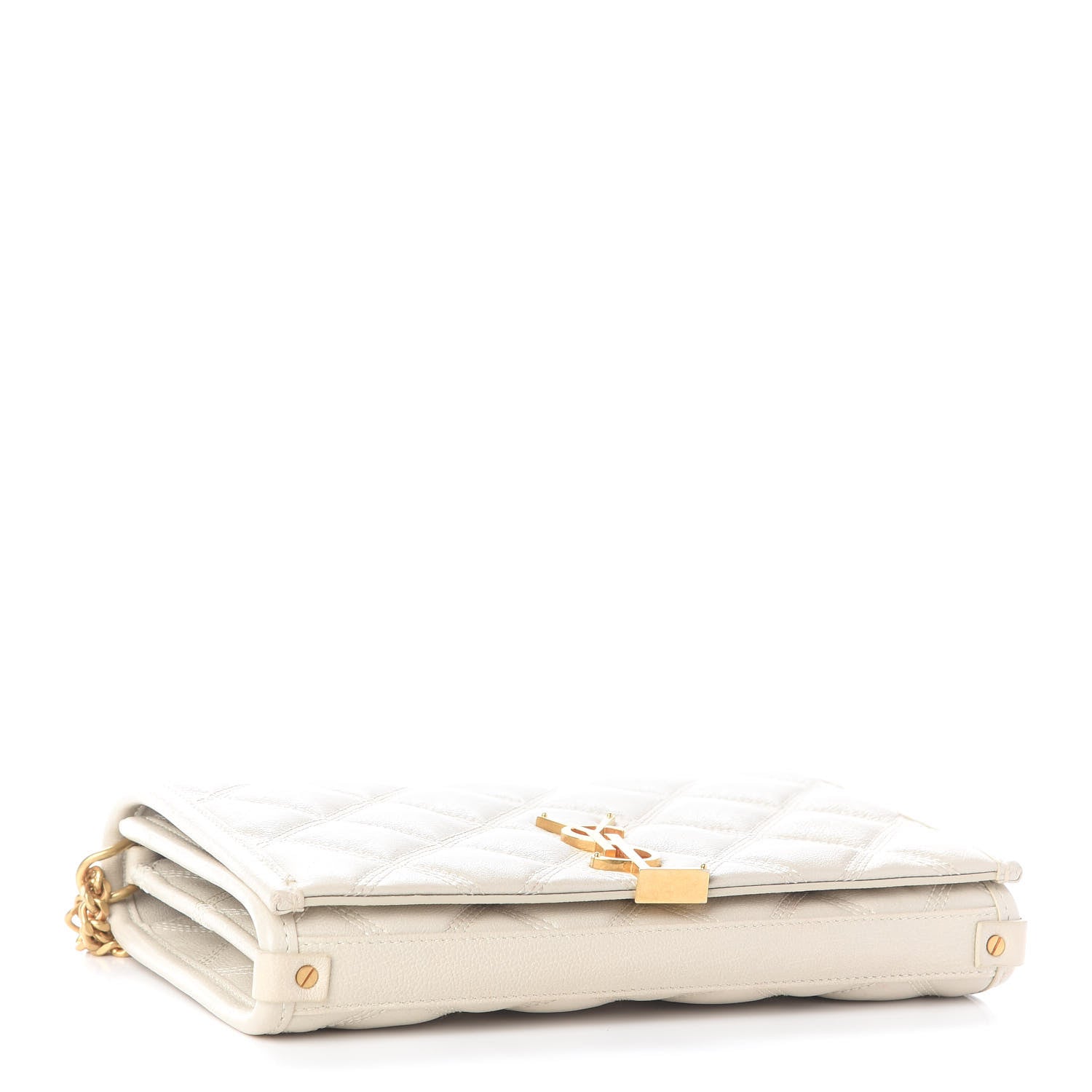 Saint Laurent Lambskin Diamond Quilted Becky Chain Wallet Blanc Vintage 4 of 9