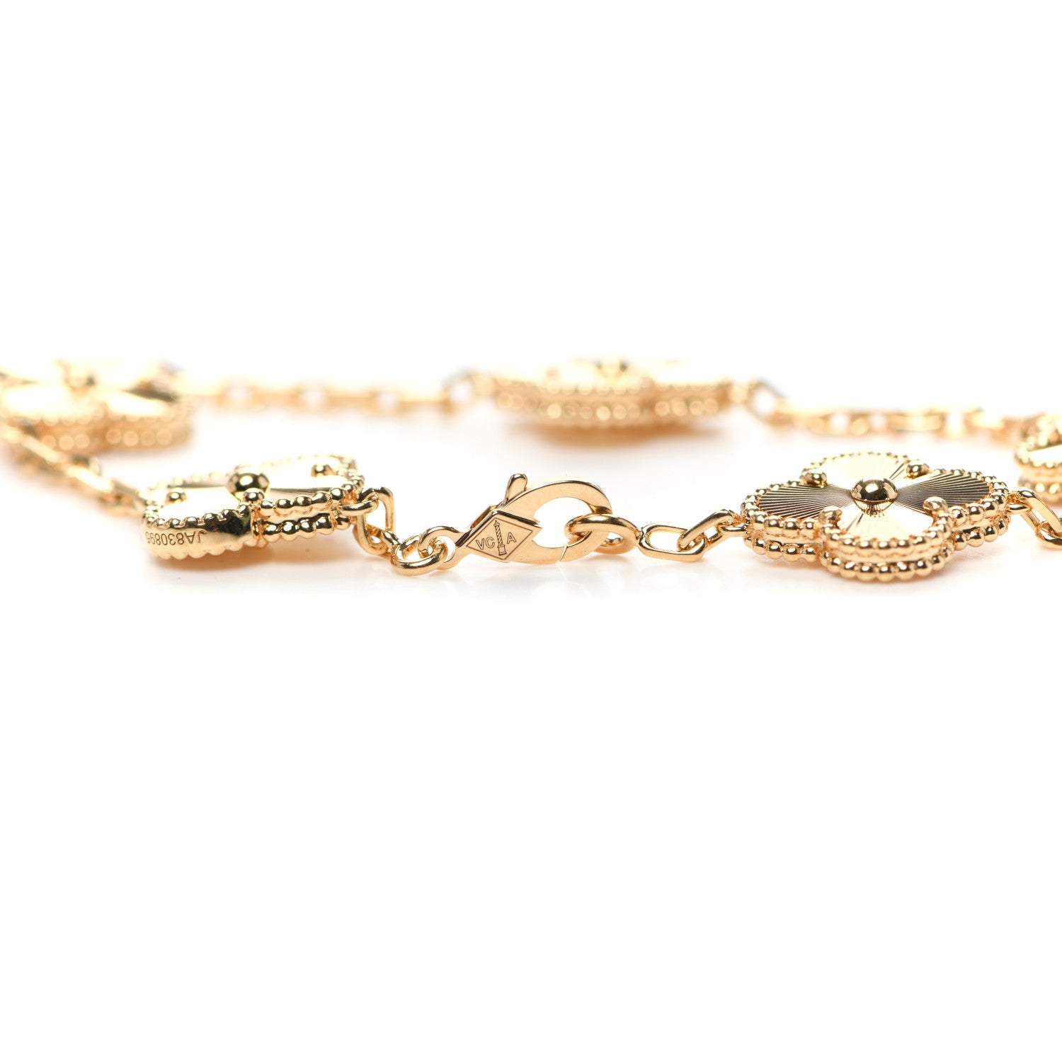 Van Cleef & Arpels 18K Yellow Gold 5 Motifs Guilloche Vintage Alhambra Bracelet 4 of 8