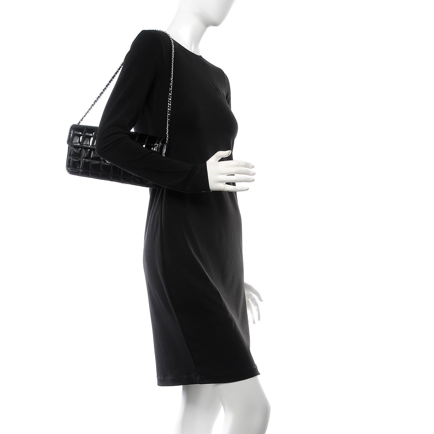 Chanel Patent East West Chocolate Bar Flap Black 2 of 9