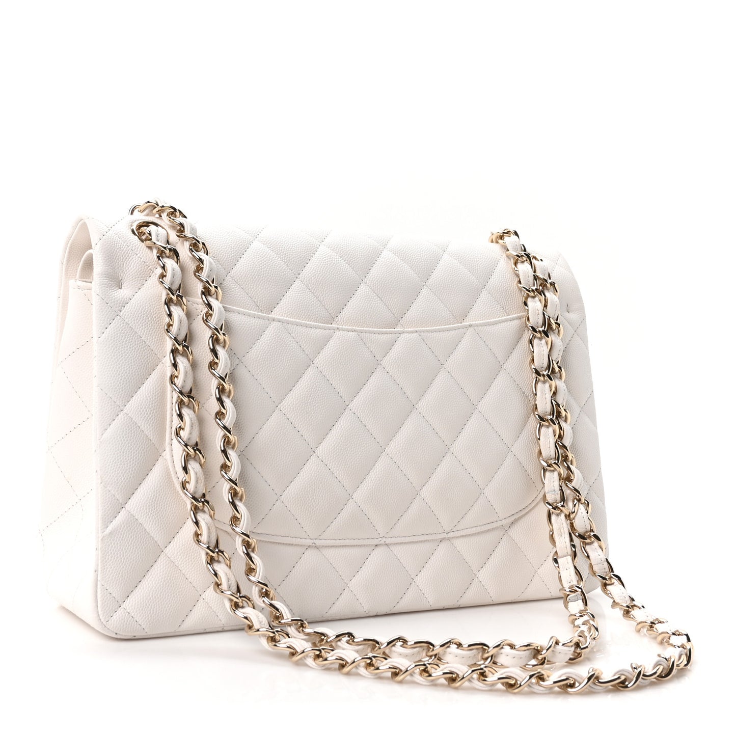 Caviar Quilted Jumbo Double Flap White