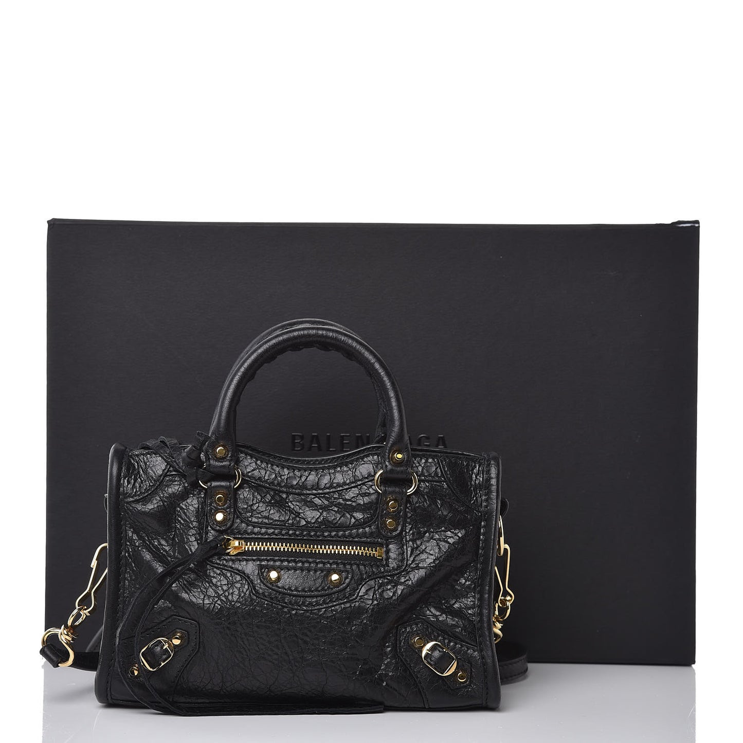 Agneau Classic Gold Hardware Nano City Black