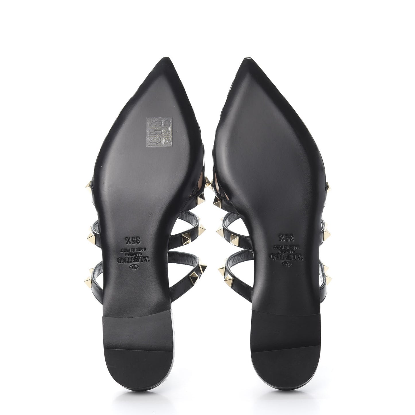 Calfskin Boudoir Rockstud Flat Cage Mules 35.5 Rose Cannelle Black