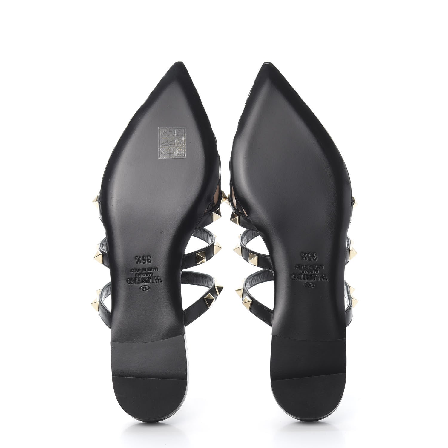 Valentino Garavani Calfskin Boudoir Rockstud Flat Cage Mules 35.5 Rose Cannelle Black 5 of 9