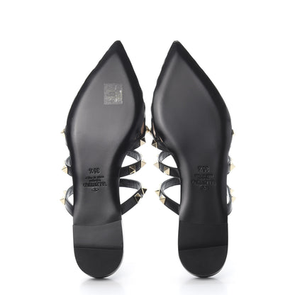 Valentino Garavani Calfskin Boudoir Rockstud Flat Cage Mules 35.5 Rose Cannelle Black 5 of 9