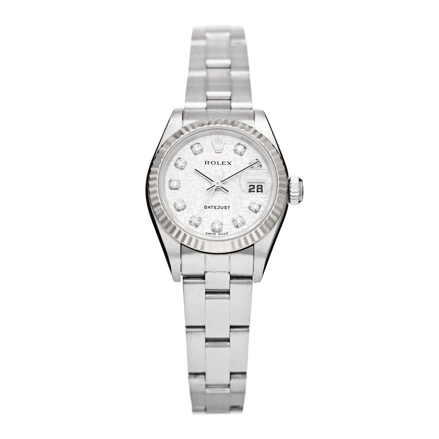 Rolex Stainless Steel 18K White Gold Diamond 26mm Oyster Perpetual Datejust Watch Silver Jubilee 79174 1 of 5