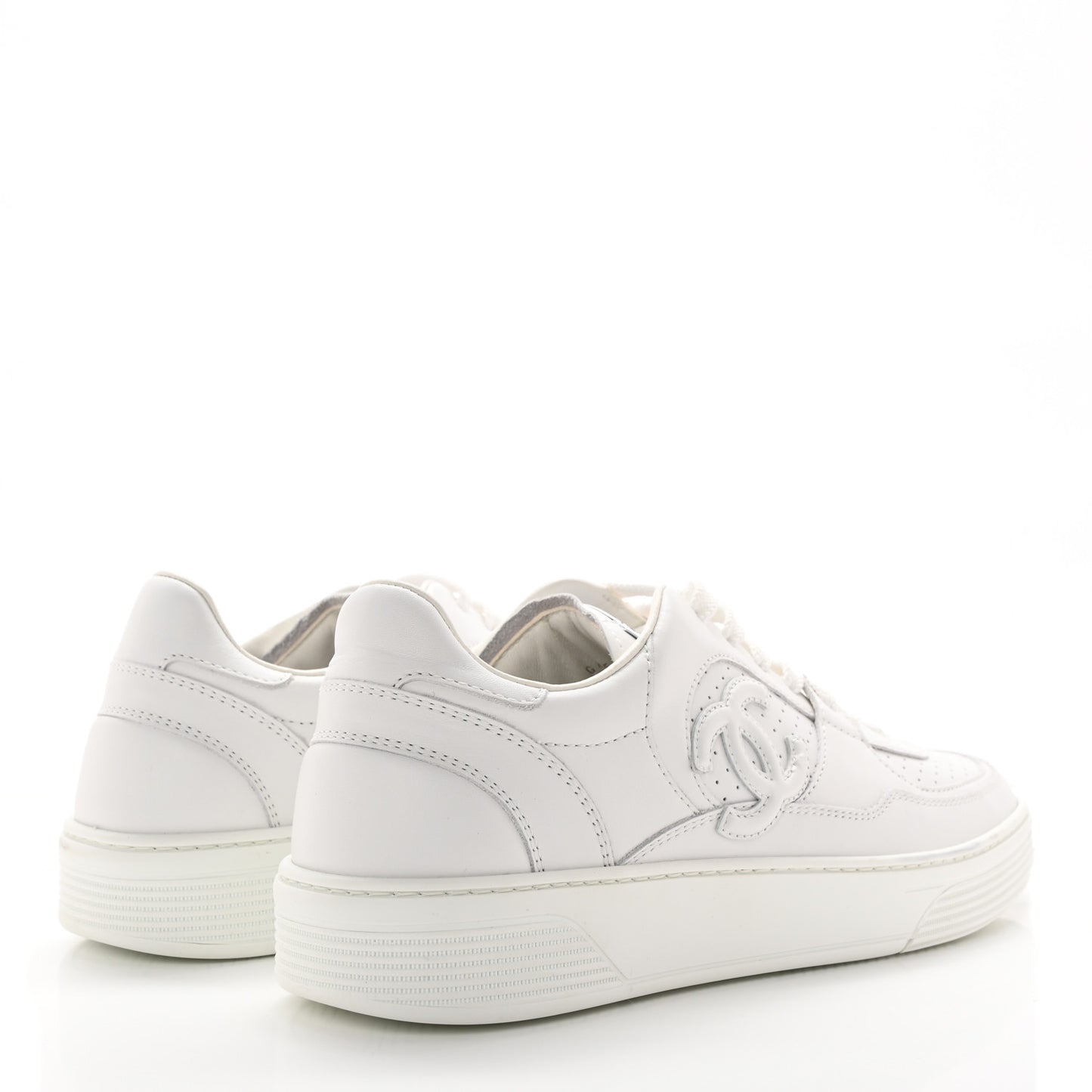 Calfskin CC Womens Sneakers 40 White