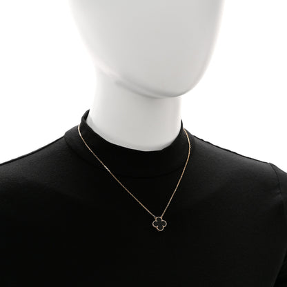Van Cleef & Arpels 18K Yellow Gold Black Onyx Vintage Alhambra Pendant Necklace 2 of 7