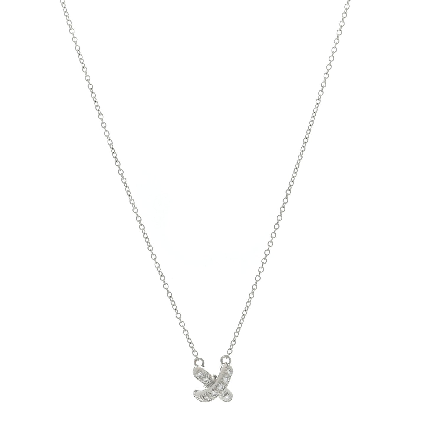 Platinum Diamond Cross Stitch Pendant Necklace