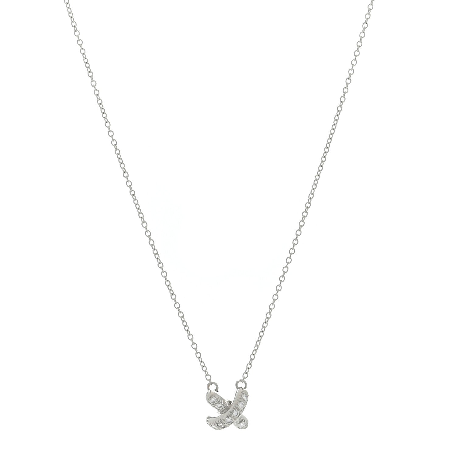 Tiffany Platinum Diamond Cross Stitch Pendant Necklace 1 of 3