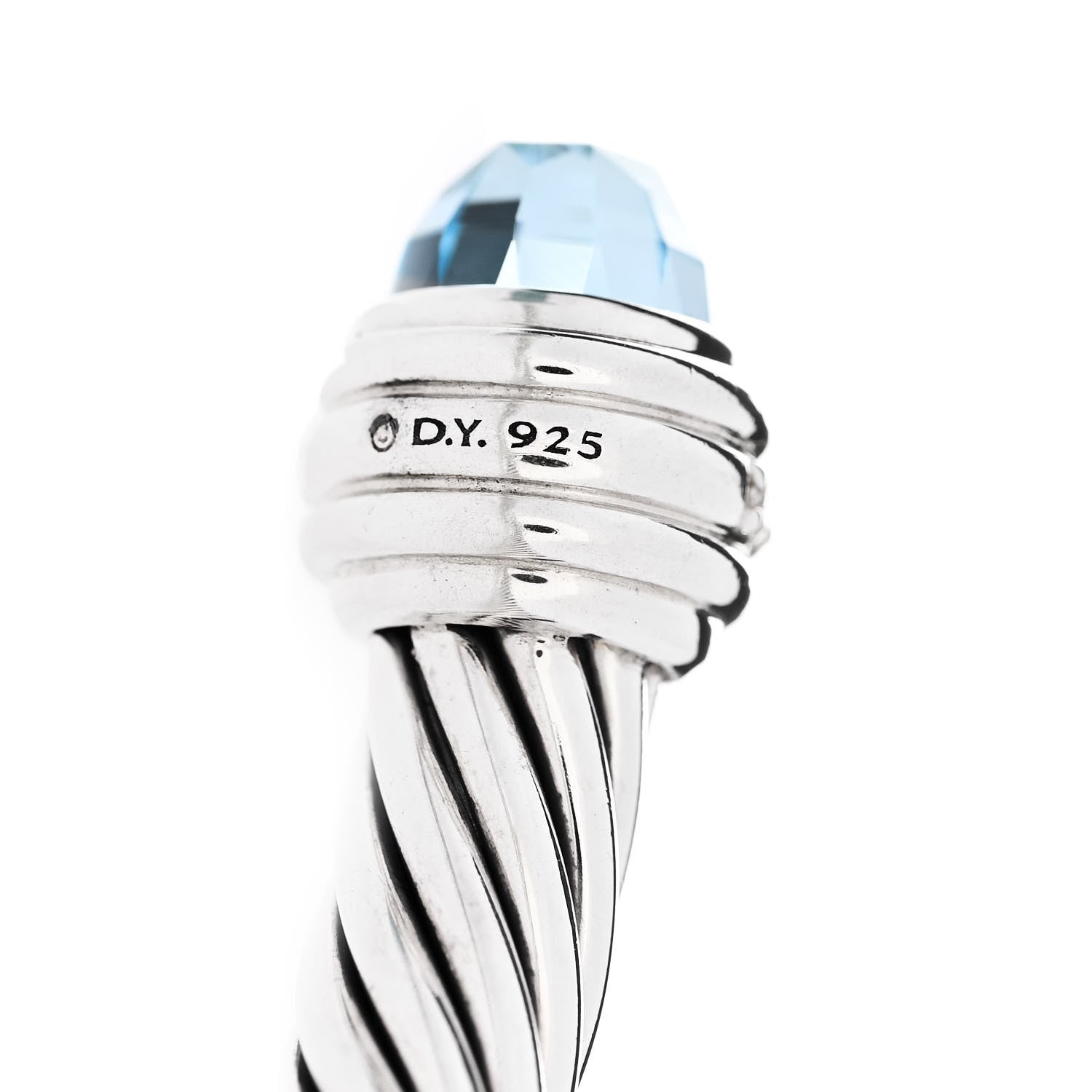 David Yurman Sterling Silver Blue Topaz Diamond 7mm Cable Classics Bracelet 3 of 3