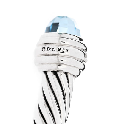 David Yurman Sterling Silver Blue Topaz Diamond 7mm Cable Classics Bracelet 3 of 3