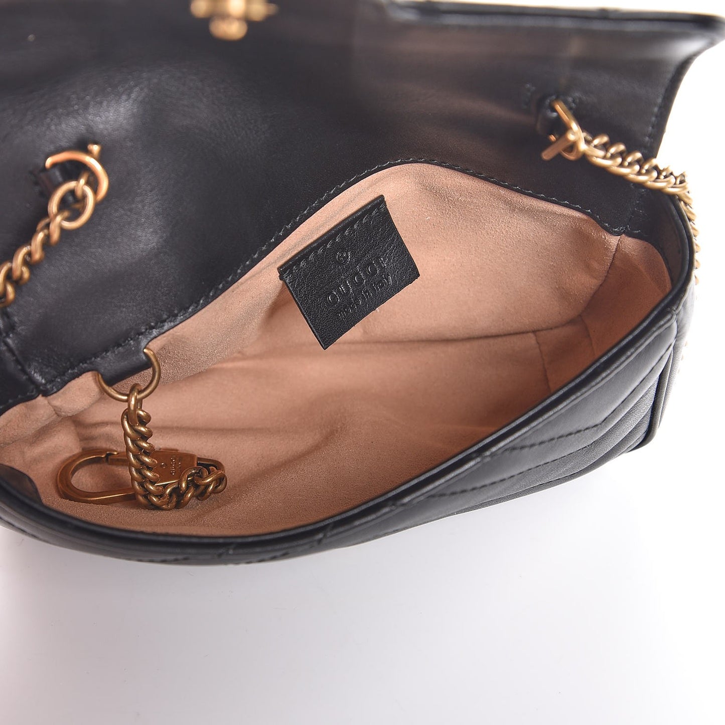 Calfskin Matelasse Super Mini GG Marmont Shoulder Bag Black