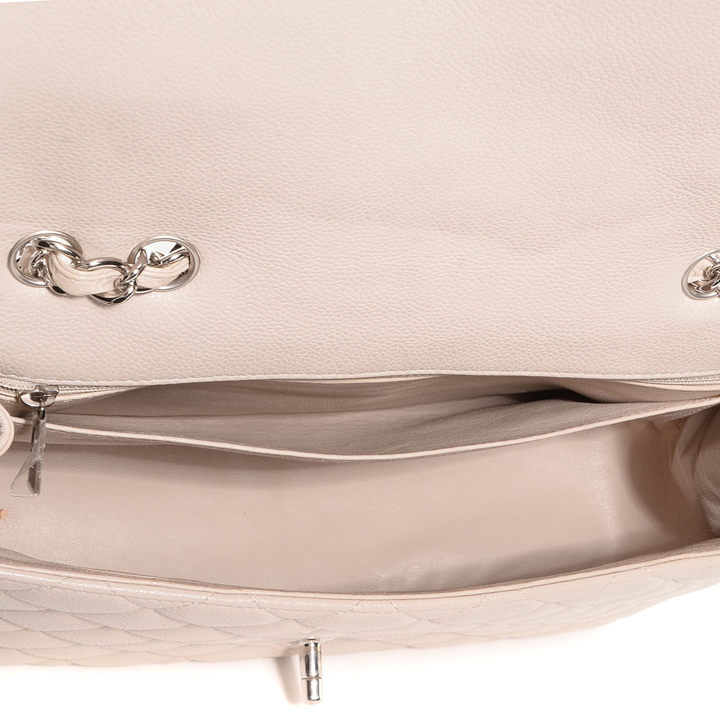 Caviar Jumbo Single Flap Light Beige