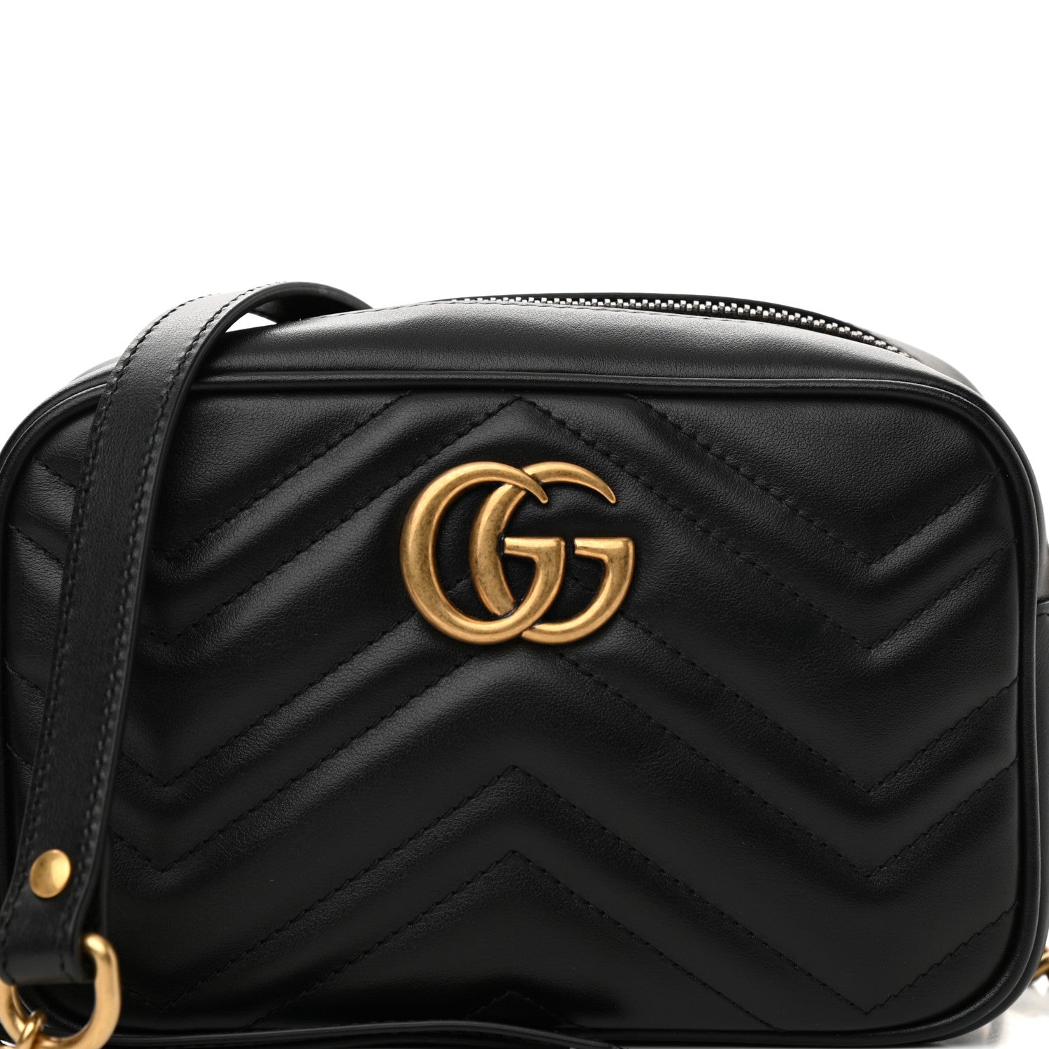Gucci Calfskin Matelasse Mini GG Marmont Chain Shoulder Bag Black 8 of 10