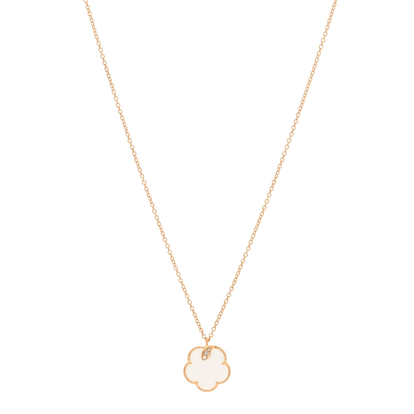 18K Rose Gold Diamond White Agate Petit Joli Necklace