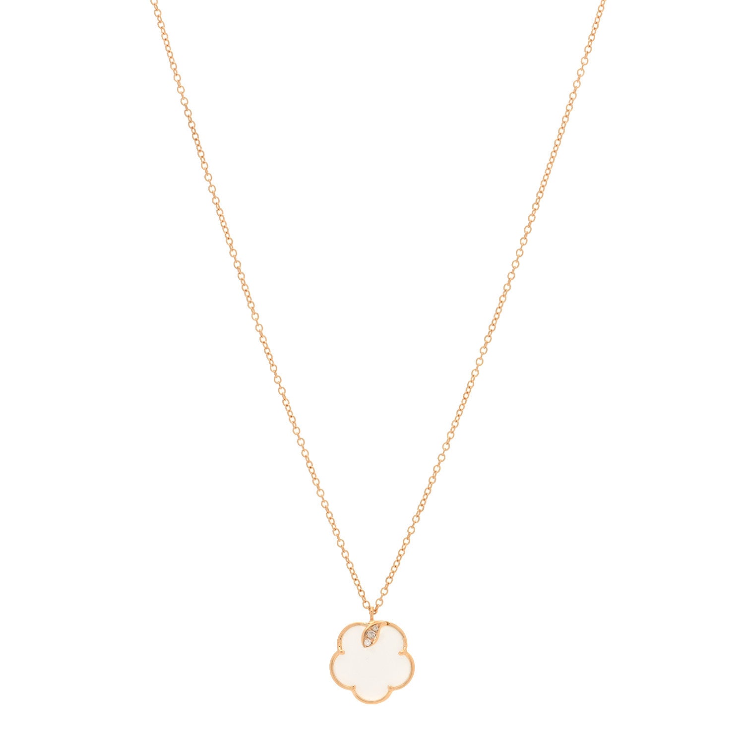 Pasquale Bruni 18K Rose Gold Diamond White Agate Petit Joli Necklace 1 of 5