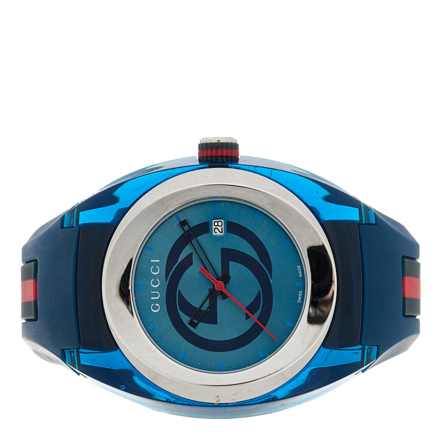 Stainless Steel Rubber 46mm Sync Web Quartz Watch Blue