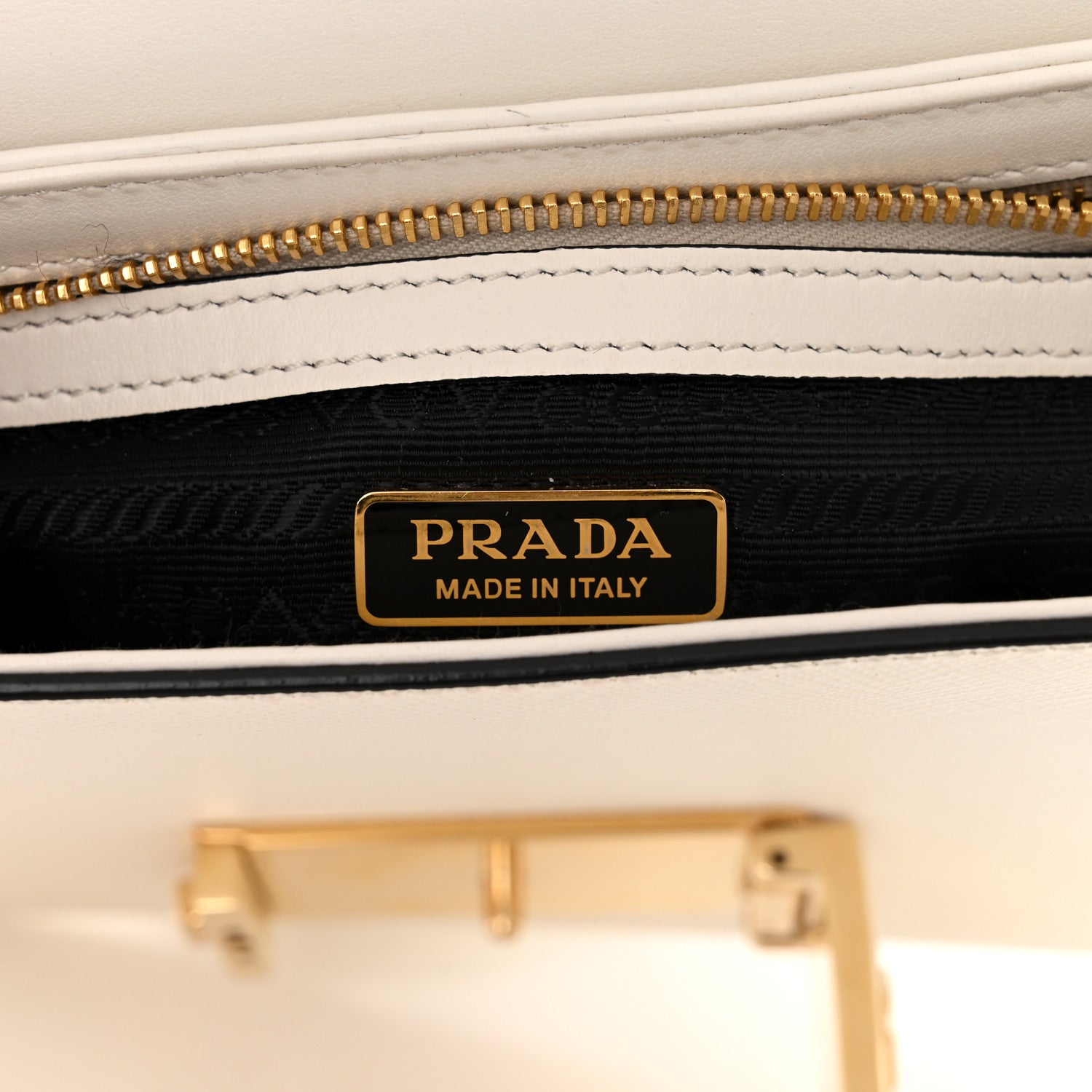 Prada Saffiano Lux Embleme Flap Shoulder Bag White 6 of 12